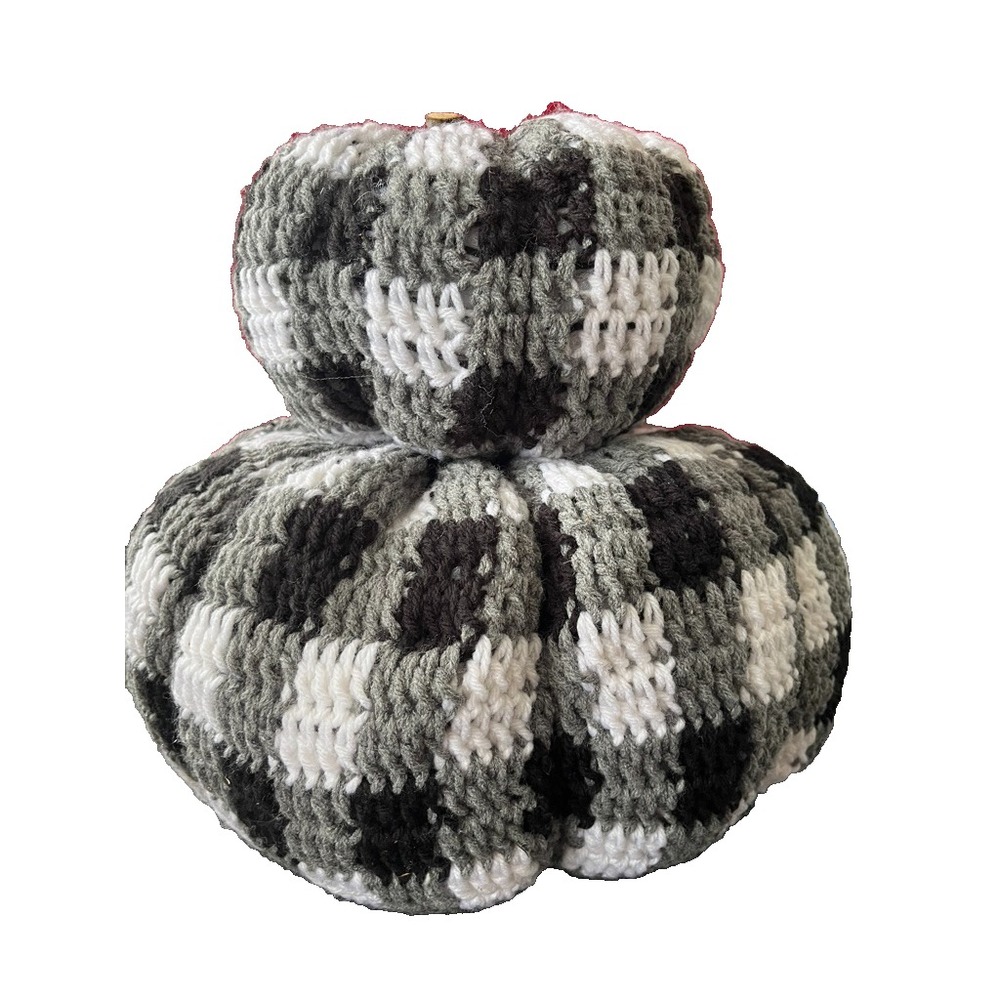 Handmade Knit Sweater Pumpkin Set Black White Festive Holiday Fall Autumn Chunky
